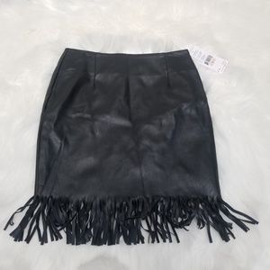 KAREN KANE Vegan Leather Fringe Skirt
